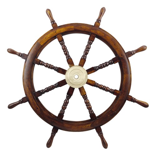 Steuerrad aus holz messing - steuerrad, holz/messing