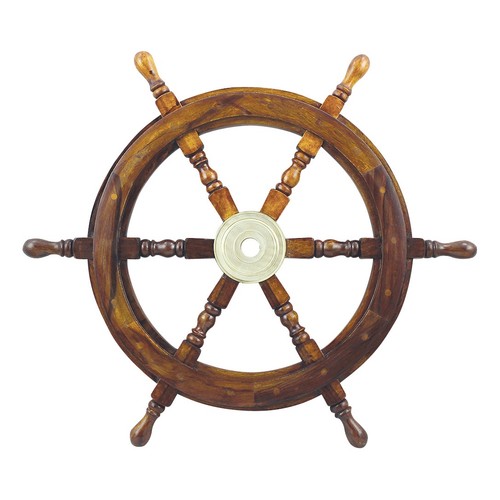 Steuerrad aus holz messing - steuerrad, holz/messing